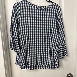 Checkered 3/4 sleeve blouse